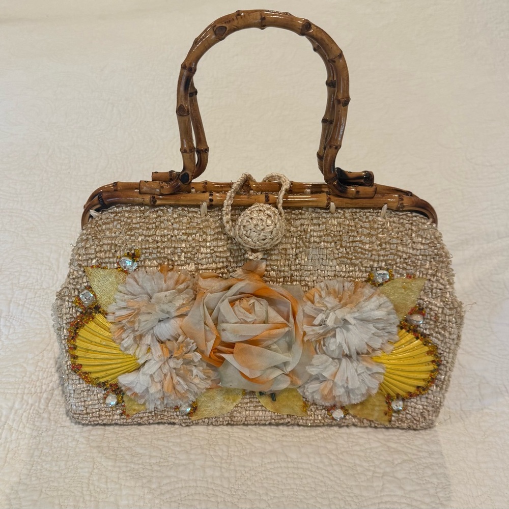 Vintage straw hand bag - made in Japan